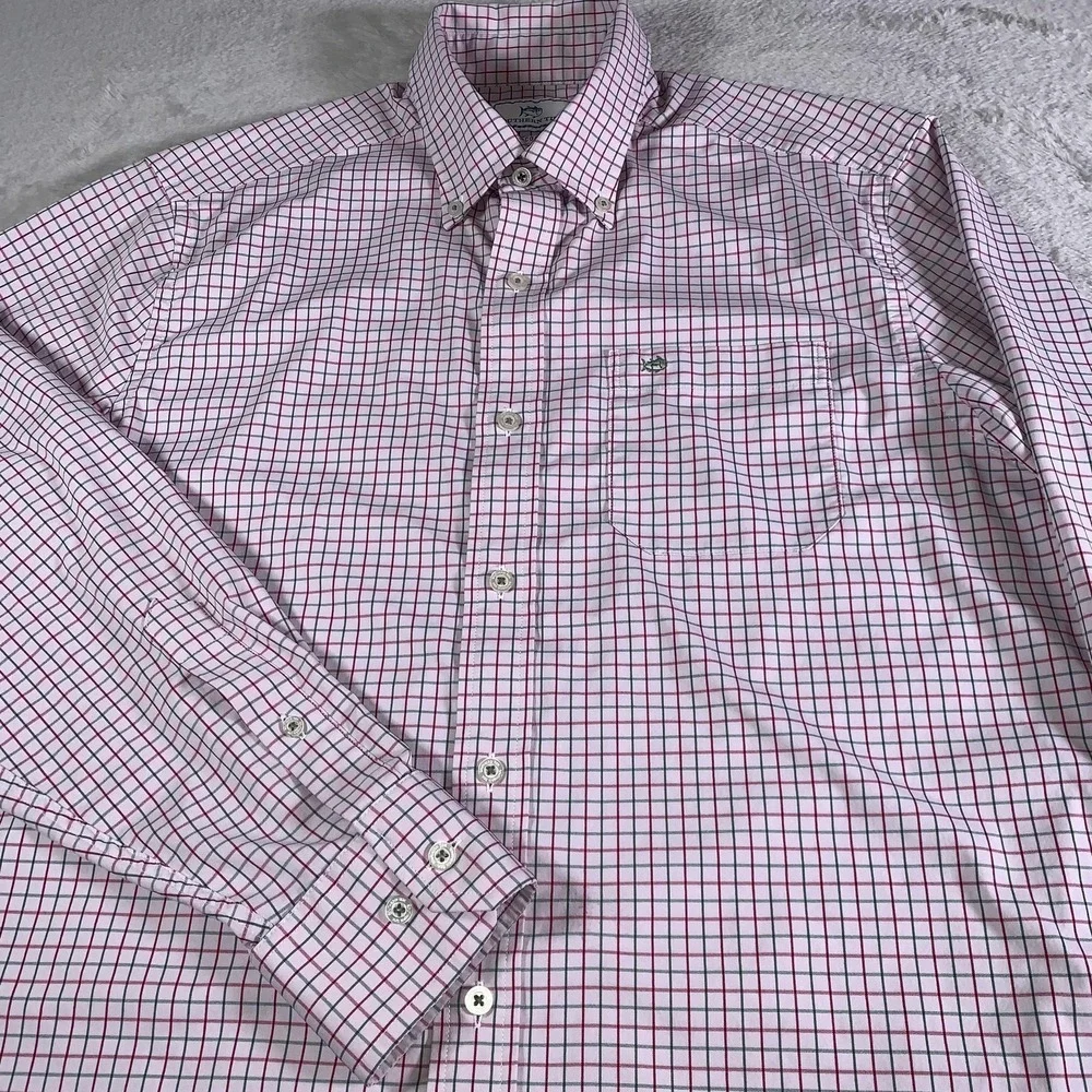 Southern Tide Shirt‎ Mens Medium Red Check Intercoastal Stretch Button Down LS